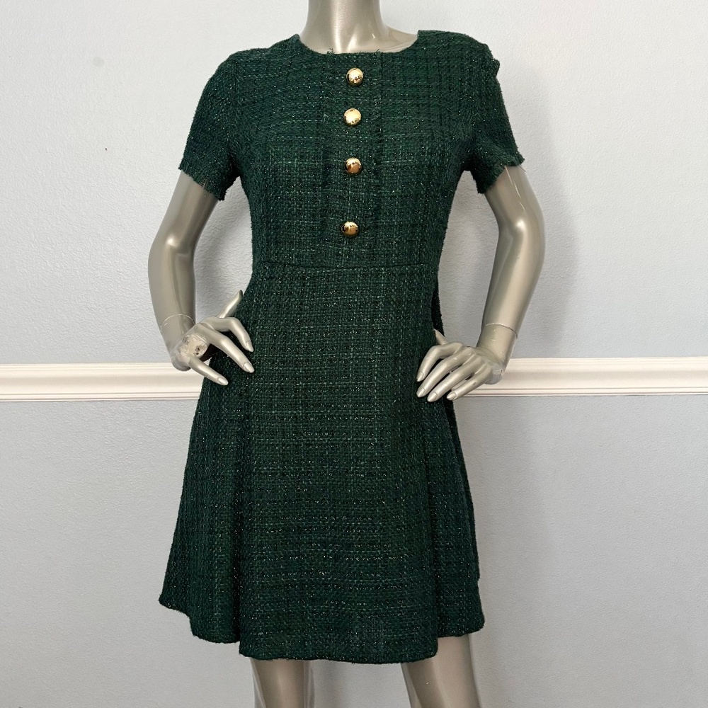 Sail to Sable x Style Charade Emerald Green Tweed Dylan Dress Nwt